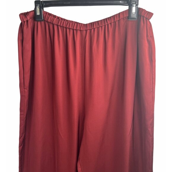 Diane Von Furstenberg Womens Red Elastic Waist Wide-Leg Pants Size Large - Picture 6 of 12